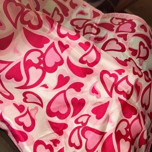 HALF OFF. HEARTS~~ Pink and Red silk scarf